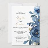 Elegante ijsblauwe winterbloem kaart (Voorkant)