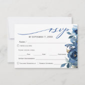 Elegante ijsblauwe winterbloem RSVP kaartje (Voorkant)