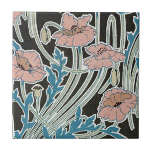 elegante IJslandse klaprozen art nouveau ontwerp Tegeltje