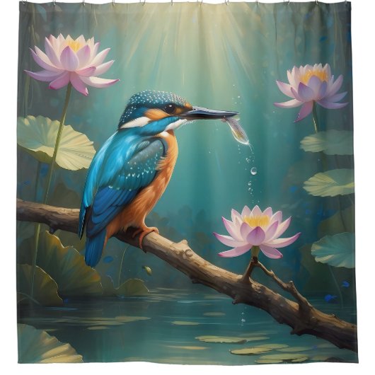 Elegante ijsvogel douchegordijn (Voorkant)