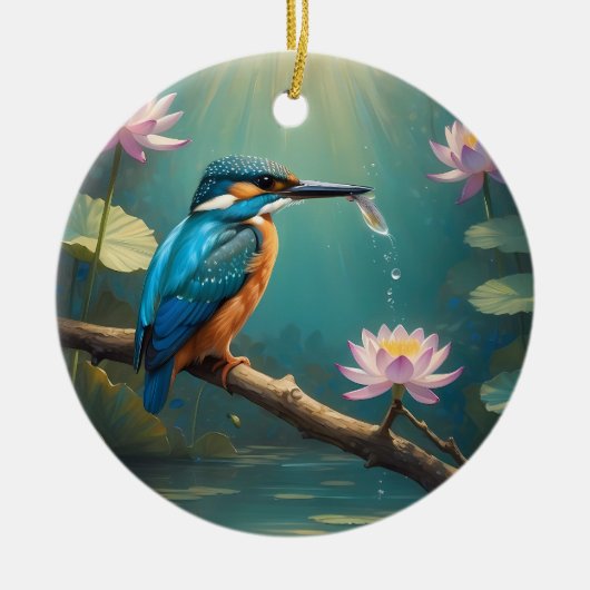 Elegante ijsvogel keramisch ornament (Voorkant)