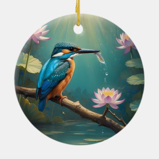 Elegante ijsvogel keramisch ornament (Achterkant)