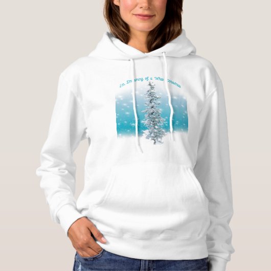 Elegante ijzige zilveren kerst besneeuwde evergree hoodie (Voorkant)