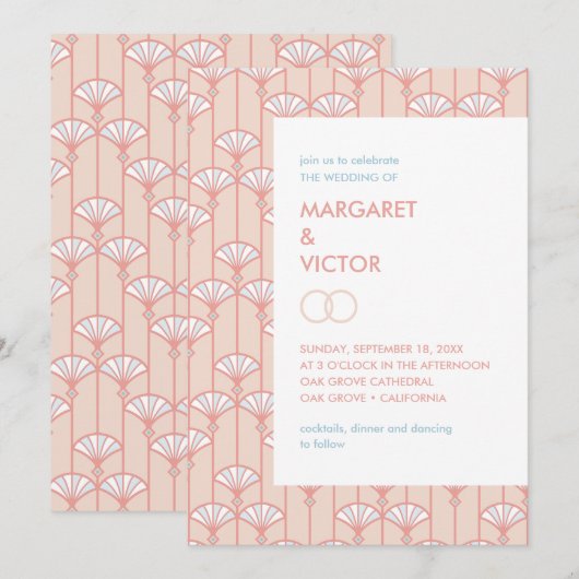 Elegante Ikat patroon bruiloft uitnodiging (Voorkant / Achterkant)