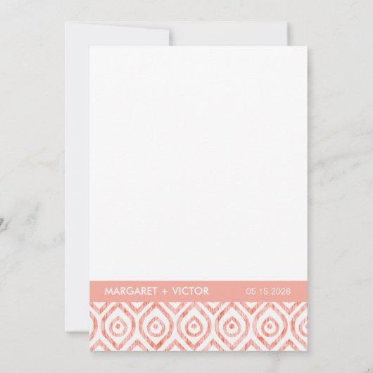 Elegante Ikat patroon bruiloft uitnodiging (Achterkant)