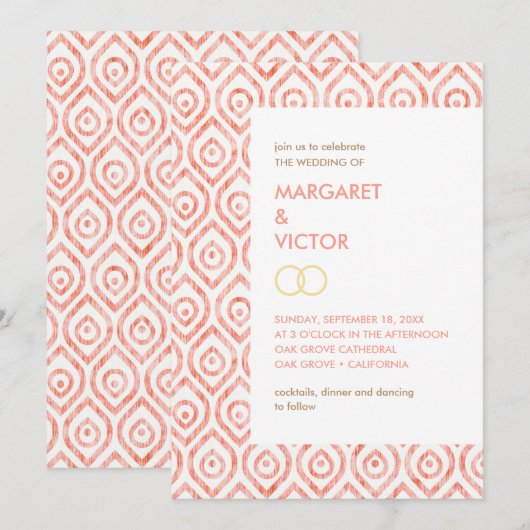 Elegante Ikat patroon bruiloft uitnodiging (Voorkant / Achterkant)