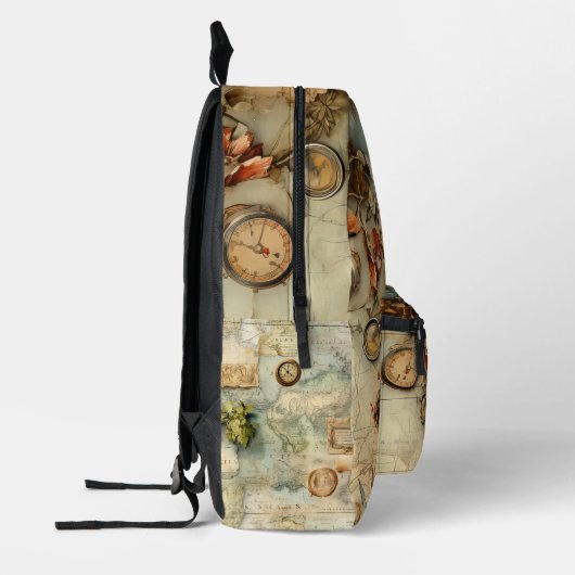 Elegante illustratie classic wereldkaart Antiek Bedrukte Rugzak (Links)