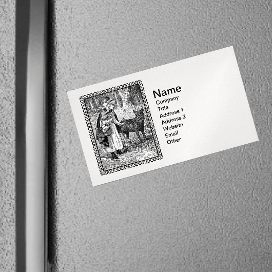 Elegante  illustratie Rijkshout met Wolf Magnetisch Visitekaartje