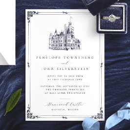 Elegante Illustratie van een Oude Kasteelgrens Bru Kaart