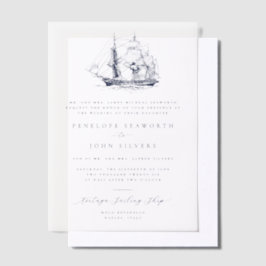 Elegante illustratie van een schip voor een formee vellum uitnodigingen