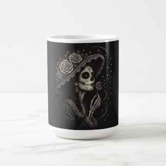 Elegante illustratie van La Catrina met bloemen Koffiemok