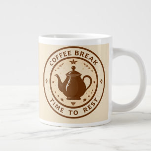 Elegante illustratie van theepot voor koffiepauze grote koffiekop