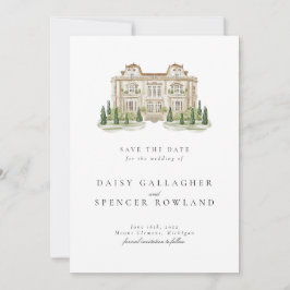 Elegante illustratie van trouwlocatie in waterverf save the date