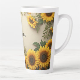 Elegante Illustratie van Zonnebloem Arrangement Latte Mok