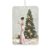 Elegante Impasto Vrouw & Kerstboom Nieuwjaar