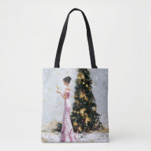 Elegante Impasto Vrouw & Kerstboom Nieuwjaar