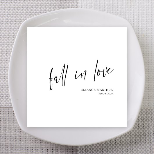 Elegante 'In Love' Script Minimalistische Trouwdag Servet