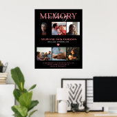 Elegante In Loving Memory 6 foto collage rouwkaart Poster (Thuiskantoor)
