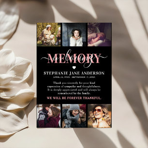 Elegante 'In Loving Memory' Fotocollage Aandenken Bedankkaart