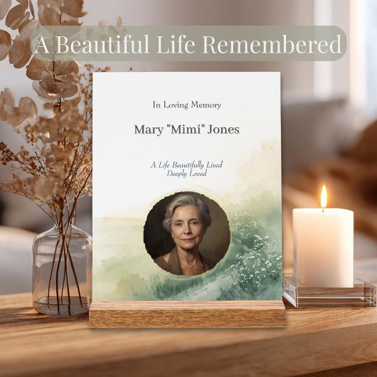 Elegante 'In Loving Memory' fotothema-herdenking Acryl Bord