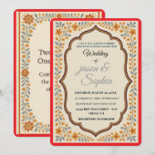 Elegante Indiaas geïnspireerde Bloemenbruiloft uit Kaart (Voorkant / Achterkant)
