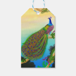 Elegante Indiase Blauwe Peacock Gift Labels Cadeaulabel