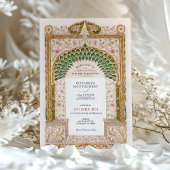 Elegante Indiase bruiloft Bloemen Boog Motief Kaart