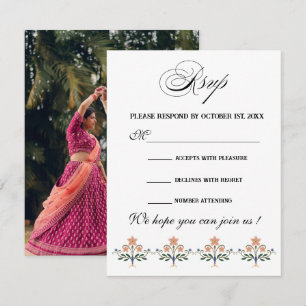 Elegante Indiase Bruiloft RSVP Kaartje