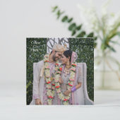 Elegante Indiase foto bruiloft Save The Date (Staand voorkant)