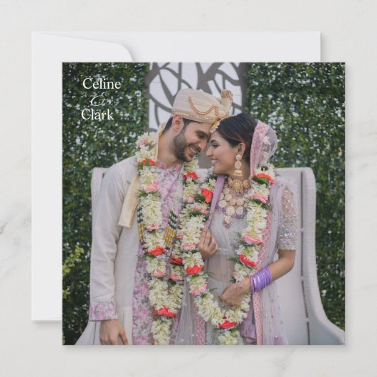 Elegante Indiase foto bruiloft Save The Date (Voorkant)