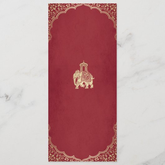 Elegante Indiase Ganesha bruiloft Menu (Achterkant)