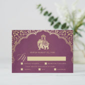 Elegante Indiase Ganesha Bruiloft RSVP Kaart Goud (Staand voorkant)