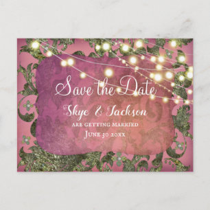 Elegante Indiase geïnspireerde Boho Damast   Roze  Briefkaart