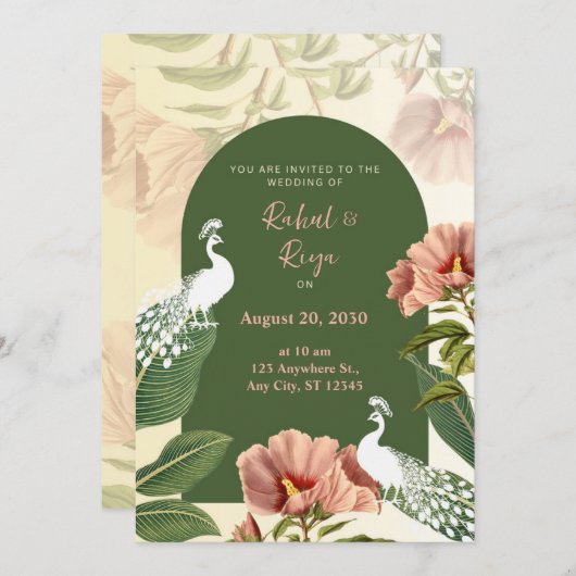 Elegante Indiase huwelijksuitnodiging Kaart (Voorkant / Achterkant)