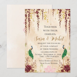 Elegante Indiase Huwelijksuitnodiging Template Kaart