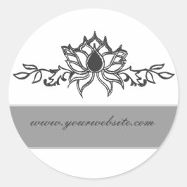 Elegante Indiase Lotus Bloemtekening Ronde Sticker