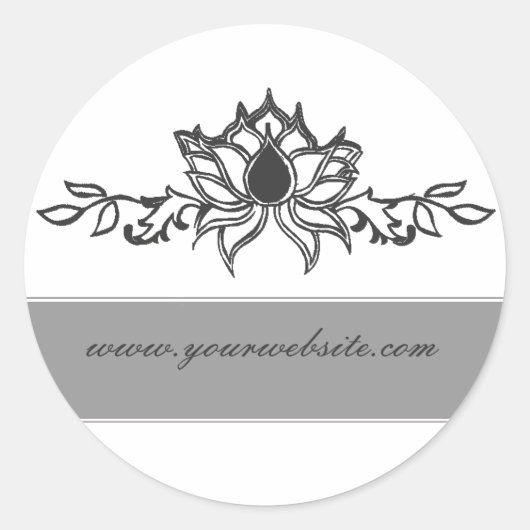 Elegante Indiase Lotus Bloemtekening Ronde Sticker (Voorkant)