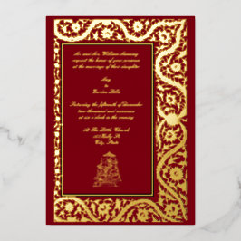 Elegante Indiase Mughal-bruiloft uit 1608 Folie Uitnodiging