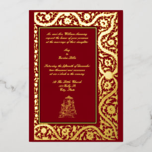 Elegante Indiase Mughal-bruiloft uit 1608 Folie Uitnodiging