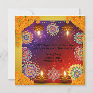 Elegante Indiase Rangoli-huwelijksuitnodiging Kaart