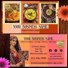 Elegante Indiase restaurant en catering QR-code Visitekaartje