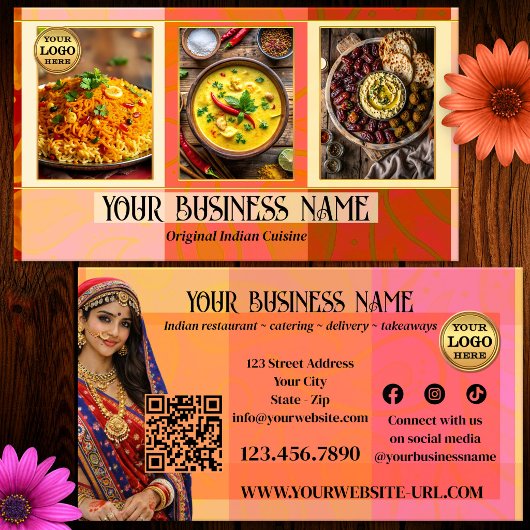 Elegante Indiase restaurant en catering QR-code Visitekaartje