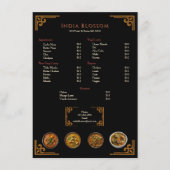 Elegante Indiase restaurant gouden rand plat menu (Voorkant)