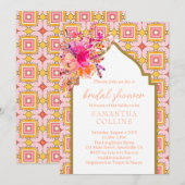 Elegante Indiase roze gele bloem bruids Kaart (Voorkant / Achterkant)