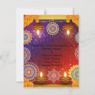 Elegante Indiase Save the Date-ansichtkaart Briefkaart