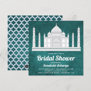 Elegante Indiase Taj Mahal bruidsshowersuitnodigin Kaart