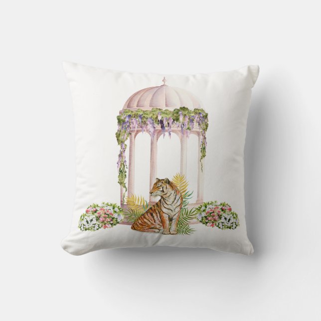 Elegante Indiase tijger esthetische botanische pri Kussen (Voorkant)