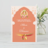 Elegante Indiase trouwkaart tempelboog Kaart (Staand voorkant)
