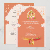 Elegante Indiase trouwkaart tempelboog Kaart (Voorkant / Achterkant)