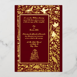 Elegante Indiase Vogelsrand uit het verleden 1608 Folie Uitnodiging